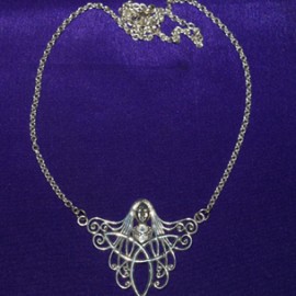 Triskele With Danu Goddess Silver Necklace